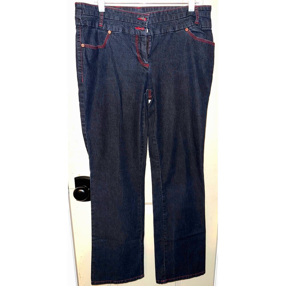 BISOU BISOU‎ Denim Jeans, 14, Michele Bohbot Stretch MINT Flare INDIGO 93677